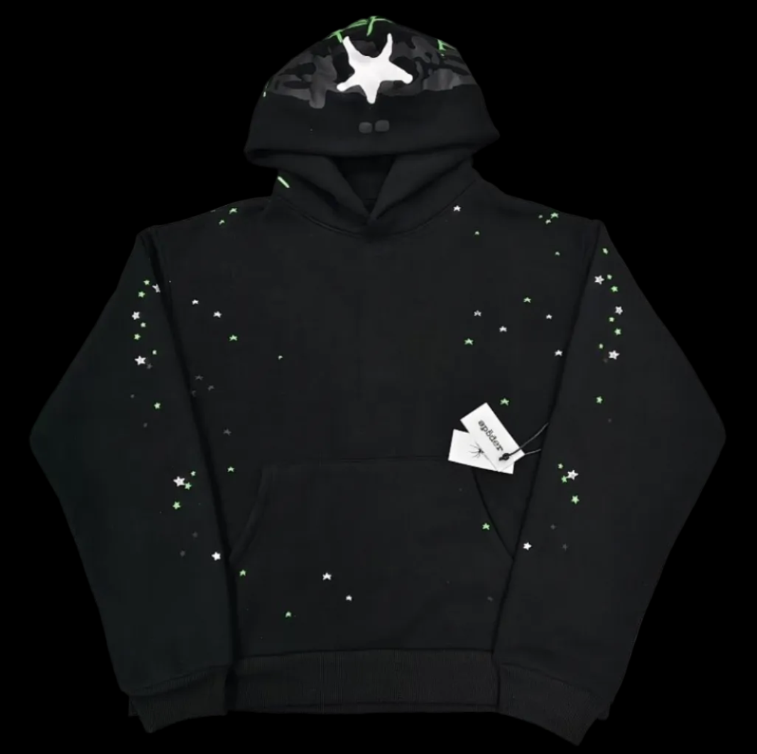 Sp5der Hoodie (black & green web)