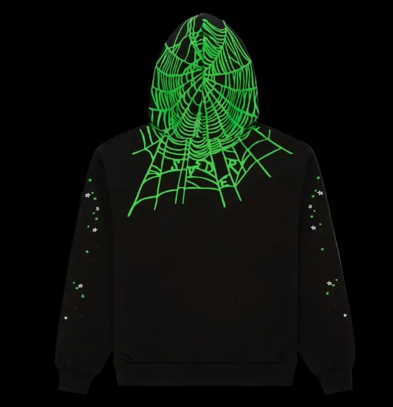 Sp5der Hoodie (black & green web)